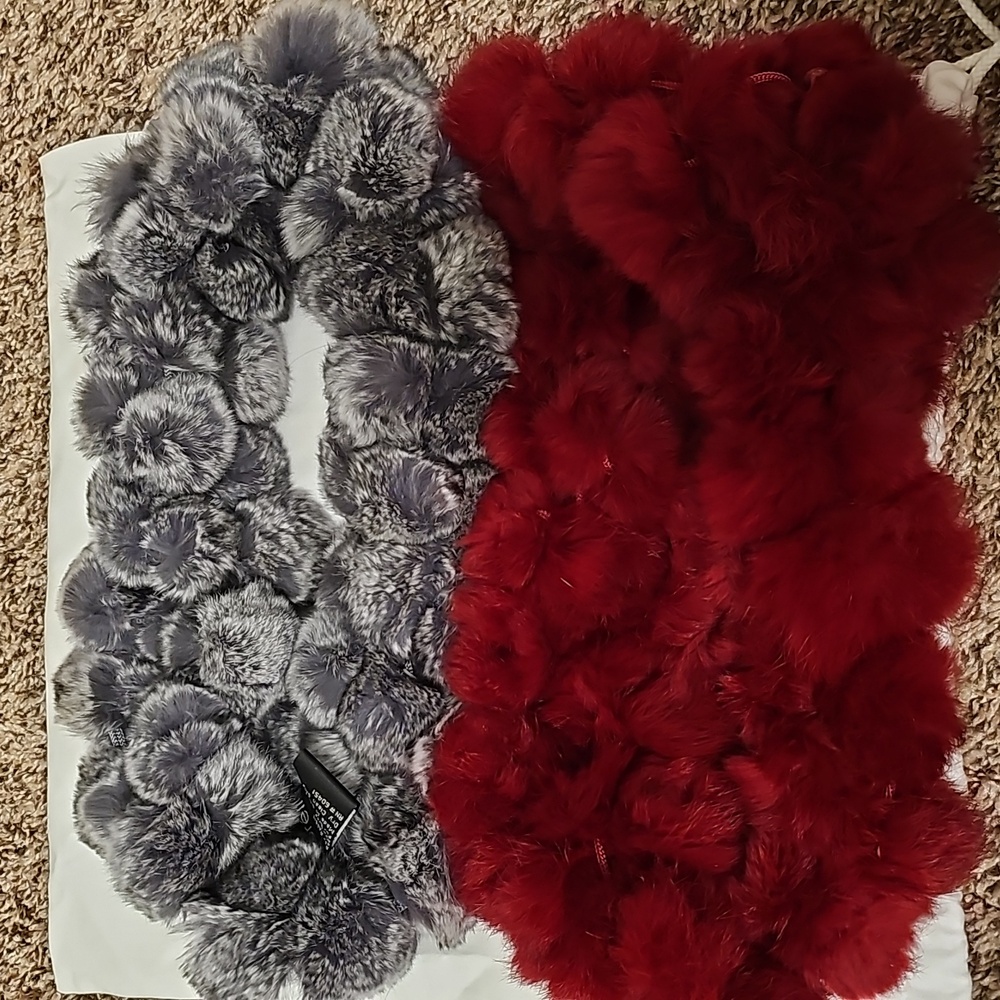 Rabbit fur scarves from saks off fifth